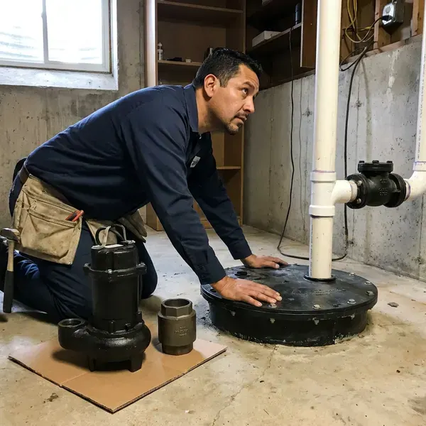GFR Plumbing technician providing sewage ejector pump installation in Denver, CO