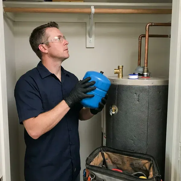 GFR Plumbing technician providing water heater expansion tank installation in Denver, CO